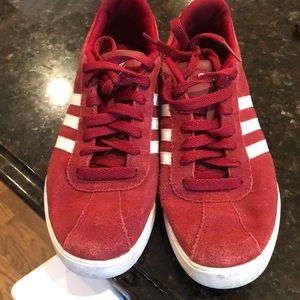 Adidas red suede sneakers sz 8